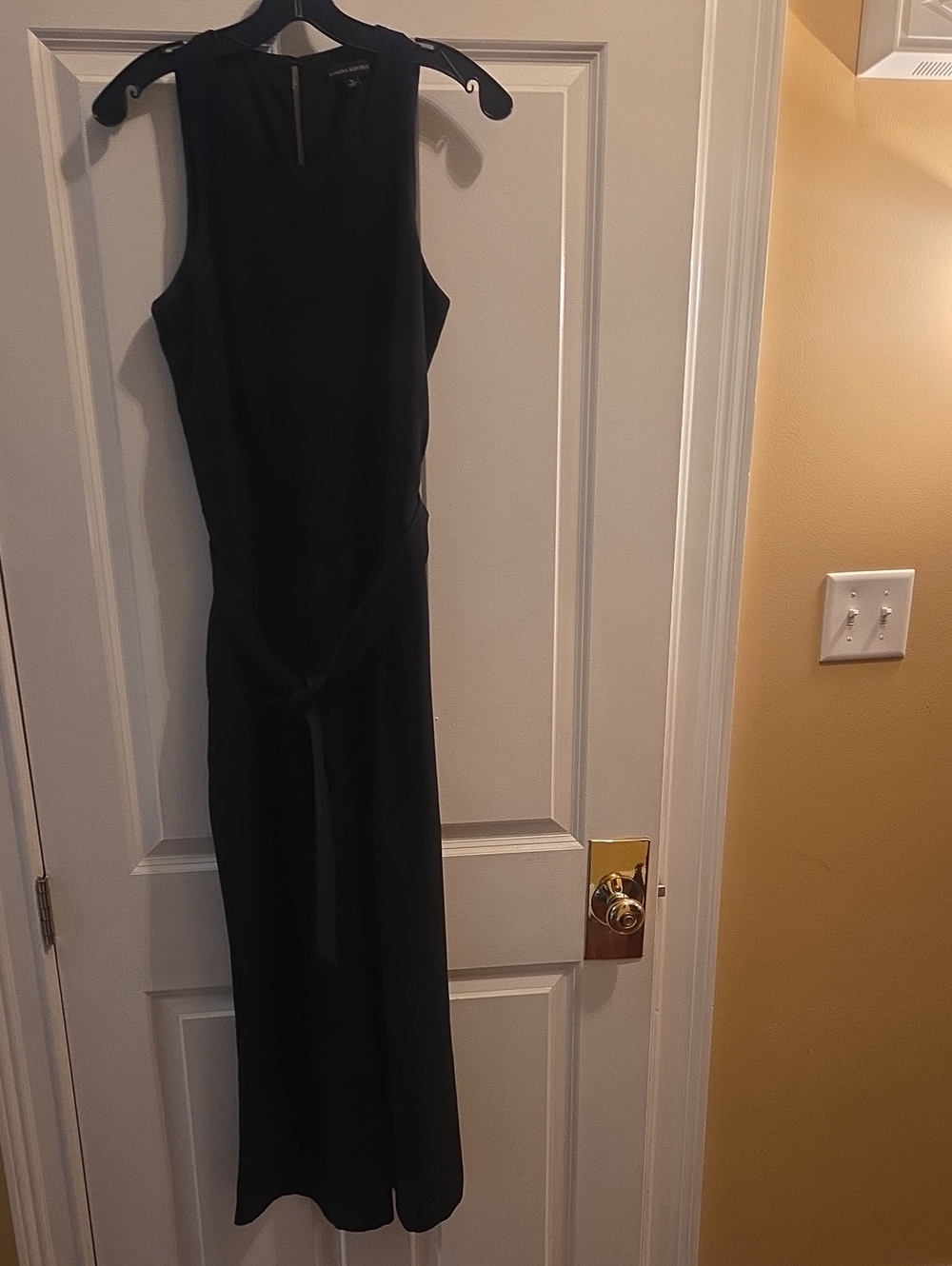 Banana Republic Black Sleeveless Jumpsuit with Waist Tie - 8 Tall